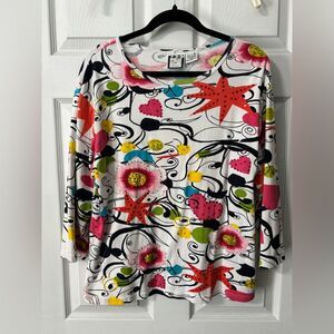 90’s Y2K Colorful Beaded Sequins Pop Art Top Size 1X Take Two